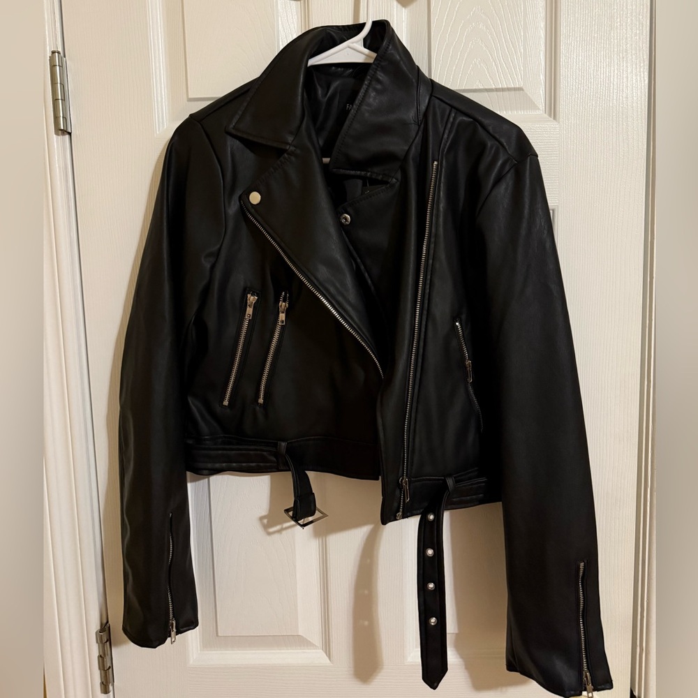 Black faux leather jacket